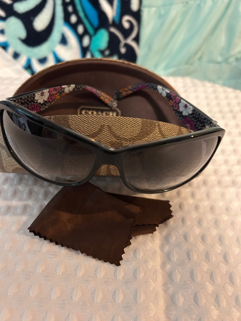 Coach Women's Black Gradient Sunglasses with Floral Temple Print